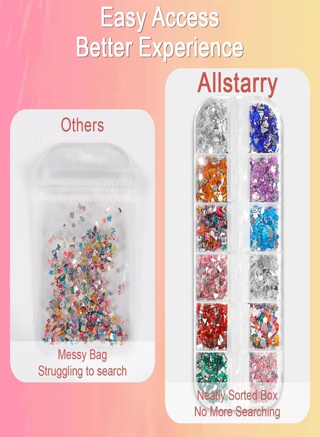 Allstarry Nail Gems, 2500PCS Colorful Rhinestones for Nails, Muliti-Shape Nail Charms and Gems 2-5mm Nail Rhinestones for Bedazzling Gems Jewels for Nails Gem Small Nail Art Charms Nail Supplies - Image 4